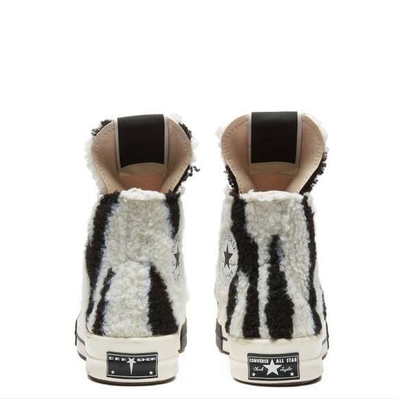 Rick Owens DRKSHDW TURBODRK chuck 70s high zebra sneaker 9 - Picture 4 of 12